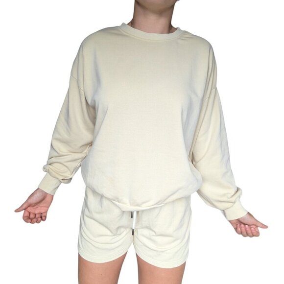 H&M Pastel Yellow Crew Neck Long Sleeve (Wom XS) with Shorts  (Wom S) Pajama Set - Picture 1 of 11